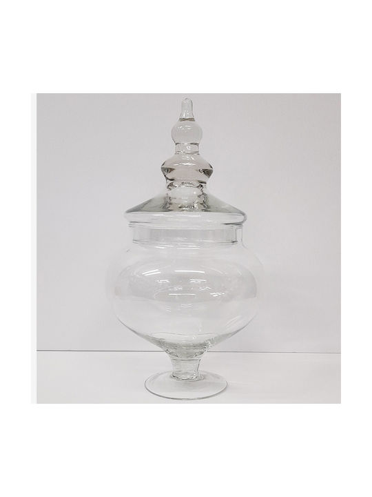 ArteLibre Vintage Glass Sweet Jar with Lid and Foot 13x13x30cm Transparent