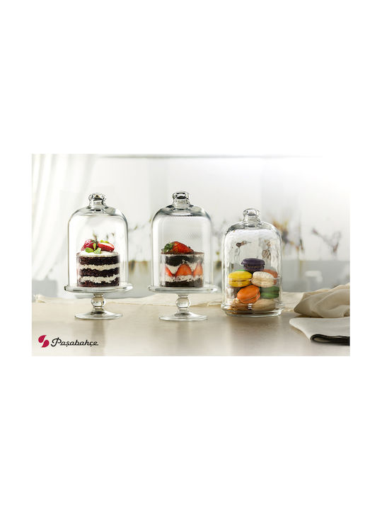 Espiel Φοντανιέρα Γυάλινη Midi Patisserie με Καπάκι και Πόδι 15.3x15.3x32.9cm Διάφανη