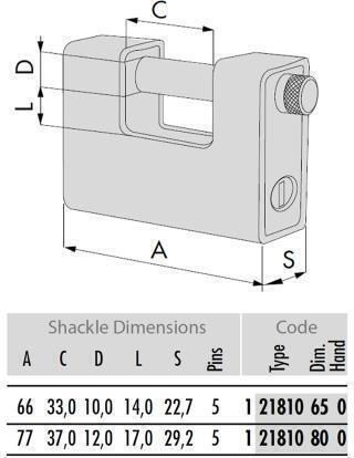 Cisa Steel Padlock Monoblock with Key 80mm 1pcs