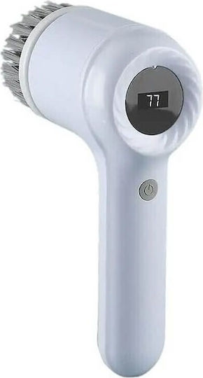 Plastic Rotating Cleaning Brush with Handle White
