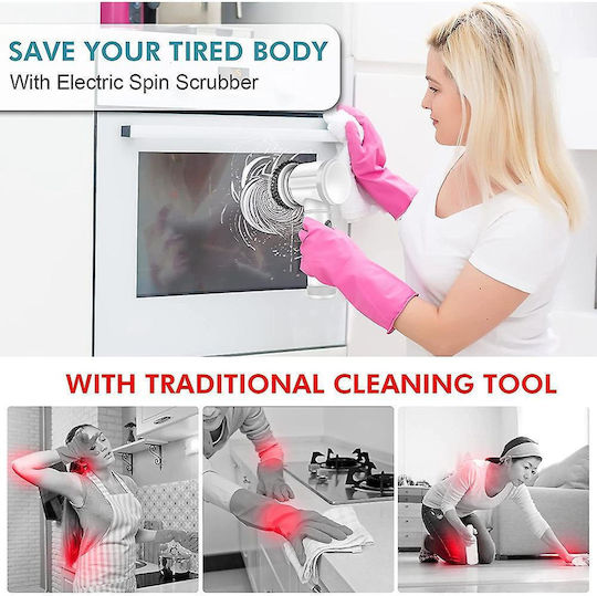 Magic Brush 5 1 Plastic Rotating Cleaning Brush with Handle White