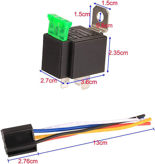 Set 3 Relee Auto SPDT Ato Atc Sigurantă 12V 30A Socket 5 Pinuri 14 Awg Cablu Gebildet