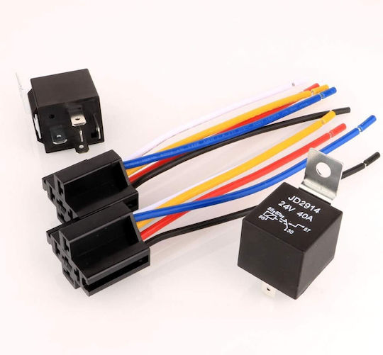 Set 2 Relee Auto 24v 40a Socket Cuie 5 Pinuri 2.5 X 3 Cm Gebildet Jd2914