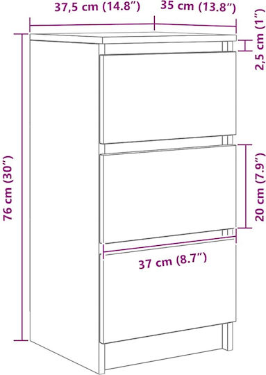 Schubladen Aufbewahrung L37.5xB35xH76cm