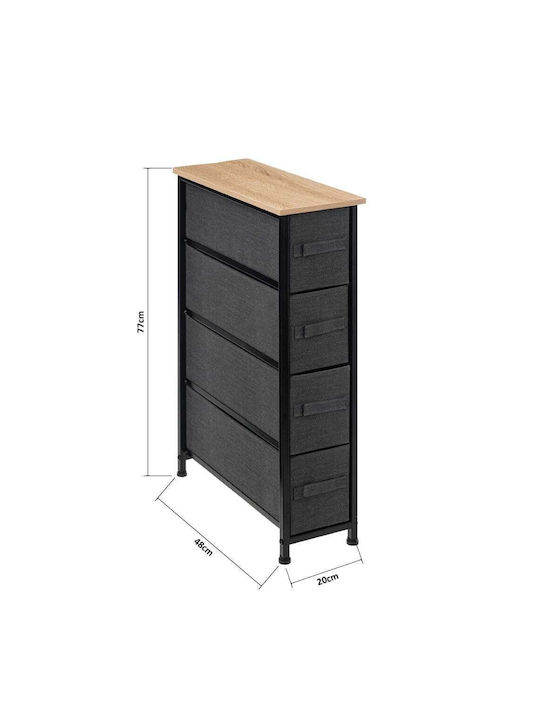 Drawers Storage F-v Narrow Made of Metal & Fabric L20xW48xH77cm
