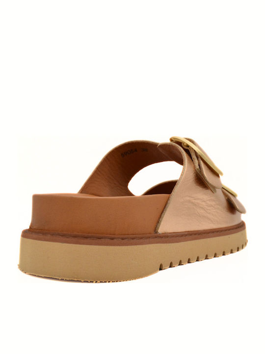 Leather Women's Flat Sandals Rose Gold 59054 D20 Rose Gold