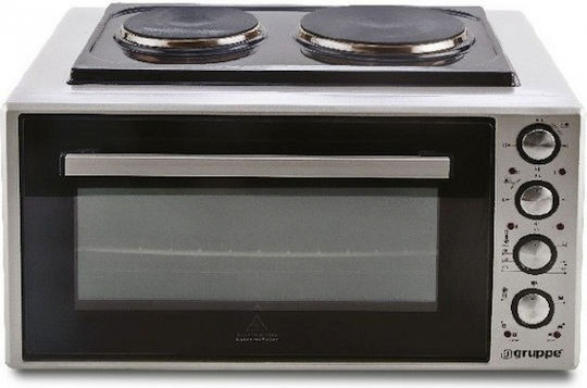 Gruppe Electric Countertop Oven 50lt with 2 Burners and Air Silver