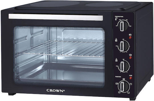 Crown Electric Countertop Oven 48lt with 2 Burners and Air Black