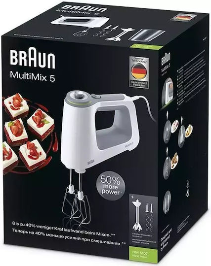 Braun MultiMix 5 HM 5107 Μίξερ με Πλαστικό Κάδο Λευκό 750W