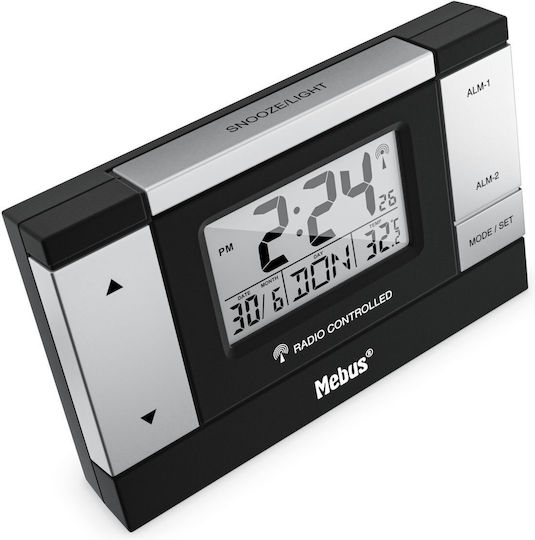 Mebus Mebus Tabletop Digital Clock LED with Alarm Clock Black 51059