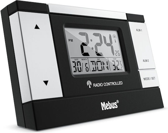 Mebus Mebus Tabletop Digital Clock LED with Alarm Clock Black 51059