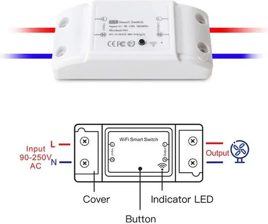 Aubess Smart Switch 1 Καναλιού Wi-Fi 10A (με Ουδέτερο)