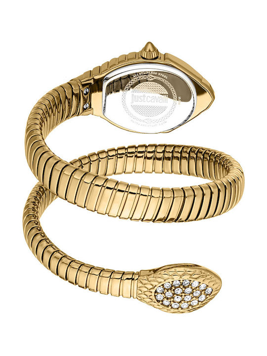 Just Cavalli Signature Snake Crystals Women's Watch with Gold Metal Bracelet