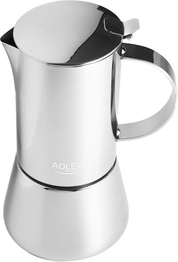 Adler Stovetop Espresso Pot for 6 Cups Inox Brown