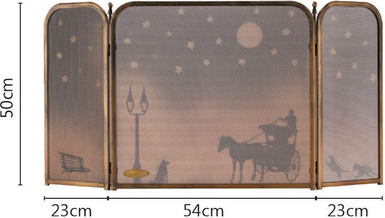 Zogometal Metallic Fireplace Screen with 3 Panels 54x23x50cm Dirty Rust