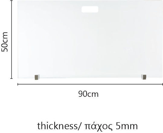Zogometal Γυάλινο Προστατευτικό Τζακιού 90x50cm Ιβουάρ
