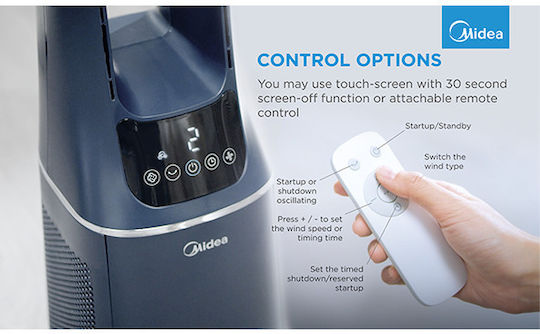 Midea Ανεμιστήρας Χωρίς Πτερύγια 33W Μπλε