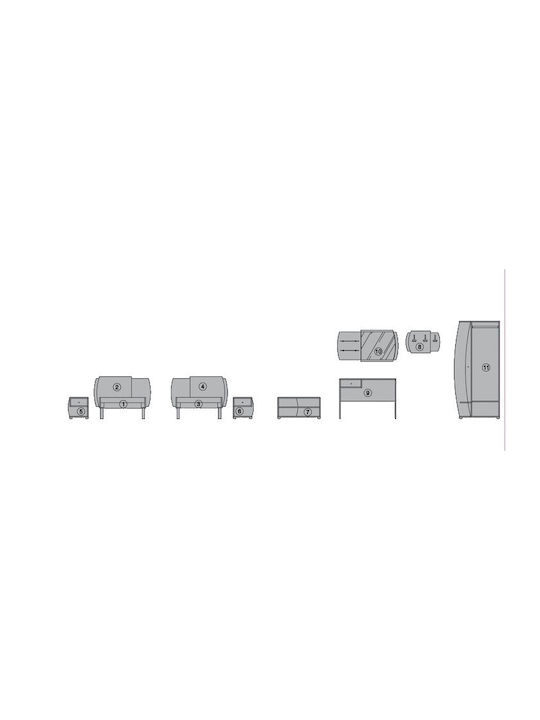 Genomax Schlafzimmermöbel-Set Maldivi 80x190cm 9 Stück