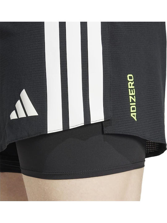 Adizero 2 в 1 Спортна Мъжка Черна Бермуда