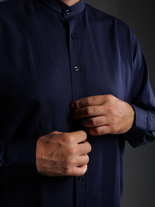 Long-sleeved Cotton Shirt Blue