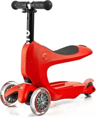 Micro Kids 3-Wheel Scooter Mini2Go Deluxe Plus with Seat for 1-5 years Red