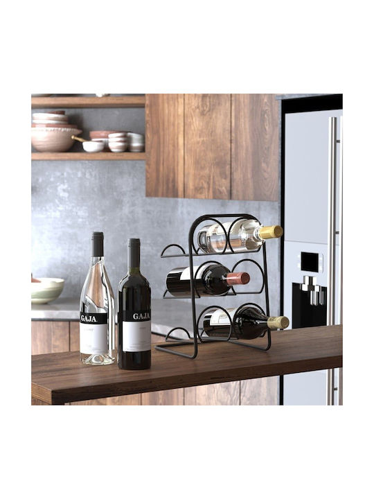 Tekno-Tel Tabletop Suport pentru Sticle Metal pentru 6 Sticle Neagră 20x20x34εκ.
