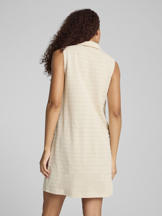 Summer Mini Athletic Sleeveless Beige Dress