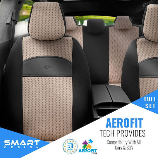 Otom Car Cover Set 11pcs Leatherette Black / Beige