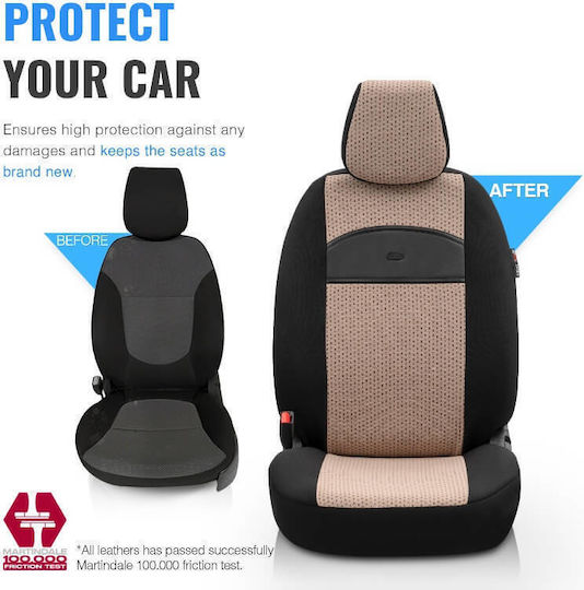 Otom Car Cover Set 11pcs Leatherette Black / Beige