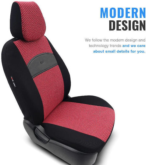 Otom Car Cover Set 11pcs Leatherette Black / Red