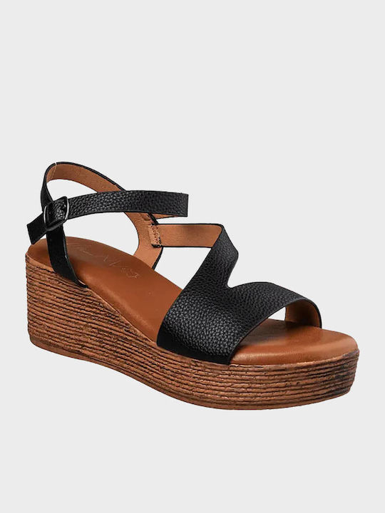 Women's Synthetic Leather Ankle Strap Platforms Black