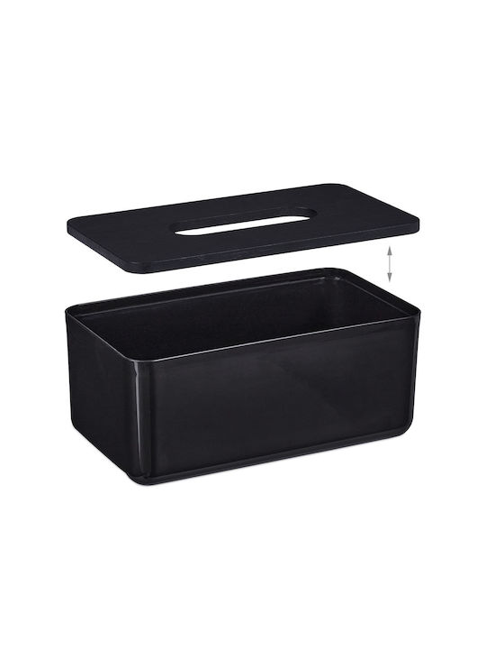 Relaxdays Θήκη για Χαρτομάντηλα Πλαστική Μαύρη 10x23x13cm 10046932