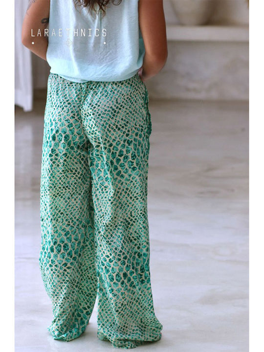 Femei Din material textil Pantaloni cu elastic Evazați Turquoise