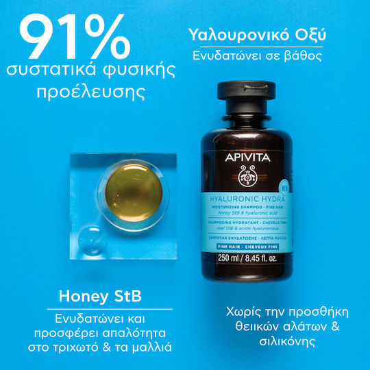 Apivita Hyaluronic Hydra Σαμπουάν Ενυδάτωσης για Λεπτά Μαλλιά 250ml