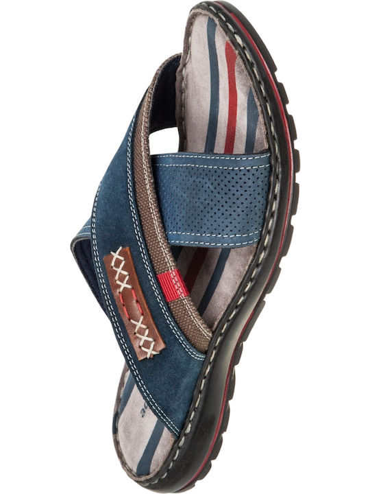 Leder Herrensandalen in Blau Farbe