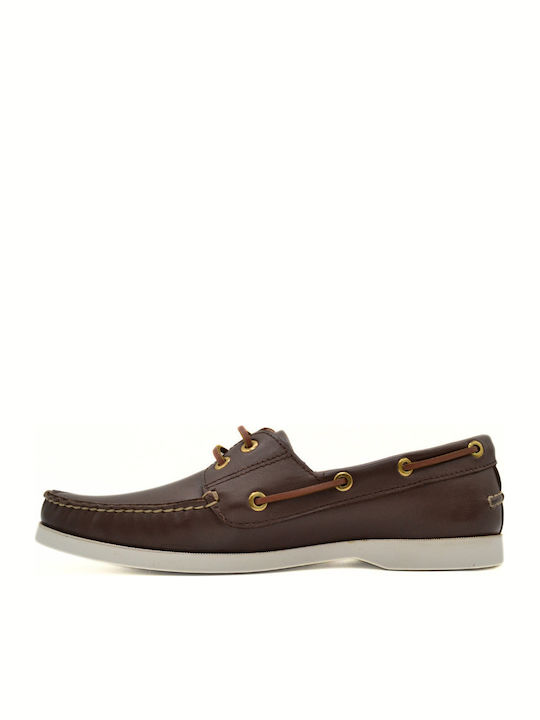 Men's Leather Boat Shoes Brown Relaxed Fit