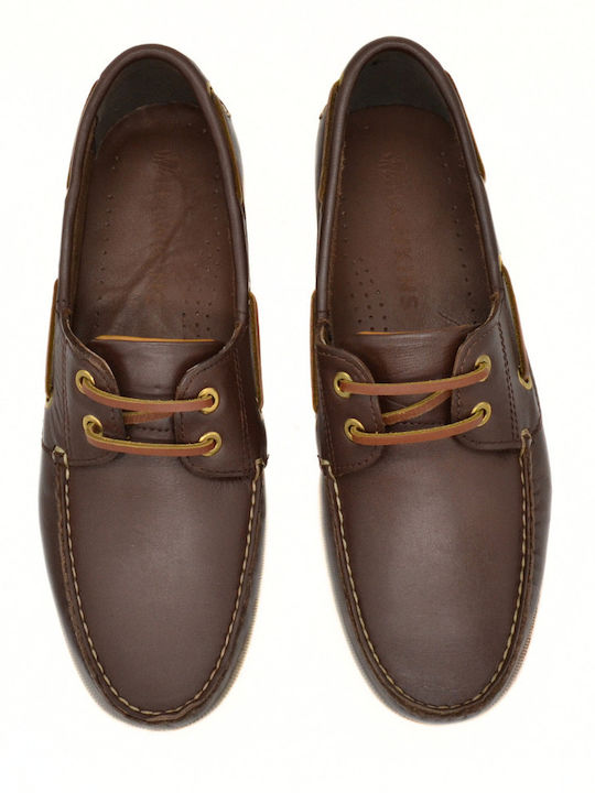 Men's Leather Boat Shoes Brown Relaxed Fit