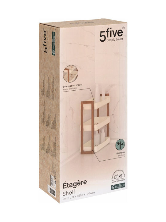5Five Floor Bathroom Shelf Plastic 35x20.5x45cm White