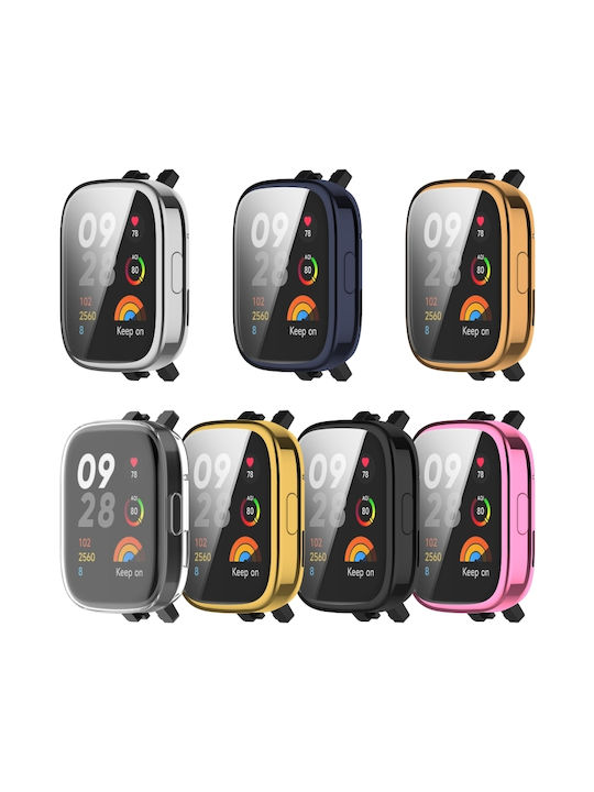 Protective Silicone Case with Glass in Gold color for Redmi Watch 3