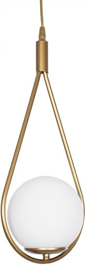 GloboStar Drop Hängelampe Gold Kugel mit Fassung E27 20x25x80cm.