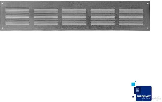 Europlast 101- Vent Louver 10x50cm Rectangular with Screen Metallic