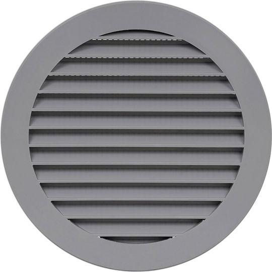Europlast 101- Vent Louver 12.5x12.5cm Round with Screen Gray Plastic