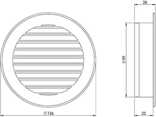 Europlast Περσίδα Εξαερισμού 12.6x12.6cm Στρογγυλή με Σίτα
