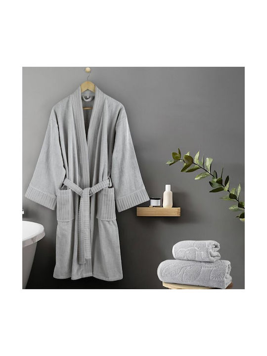 Nima Kimono Μπουρνούζι με Γιακά Grey 380gr/m²