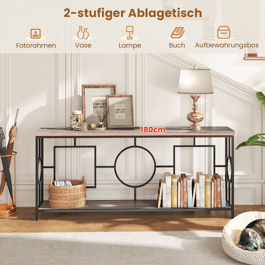 Metal Console Table Ρουστίκ Καφέ/μαύρο L180xW30xH80cm