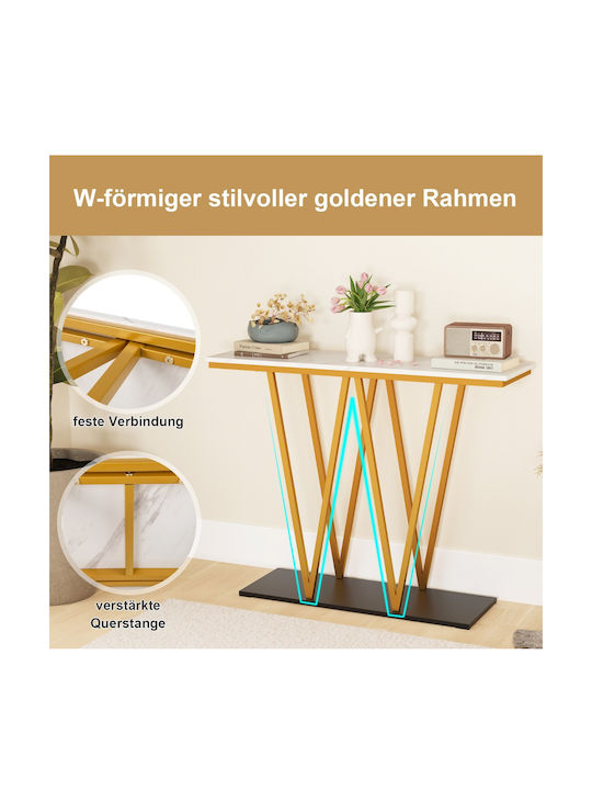 Console Table Metal with Marble Surface Λευκό Μάρμαρο/χρυσό L100xW30xH79cm