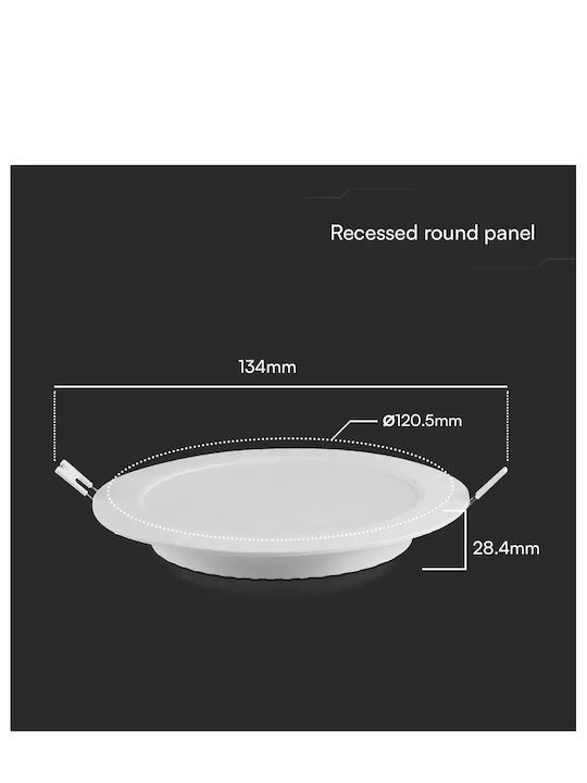 V-TAC Round Recessed LED Panel 6W with Natural White Light 4000K