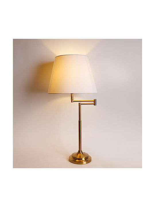 Metal Table Lamp with White Shade and Gold Base