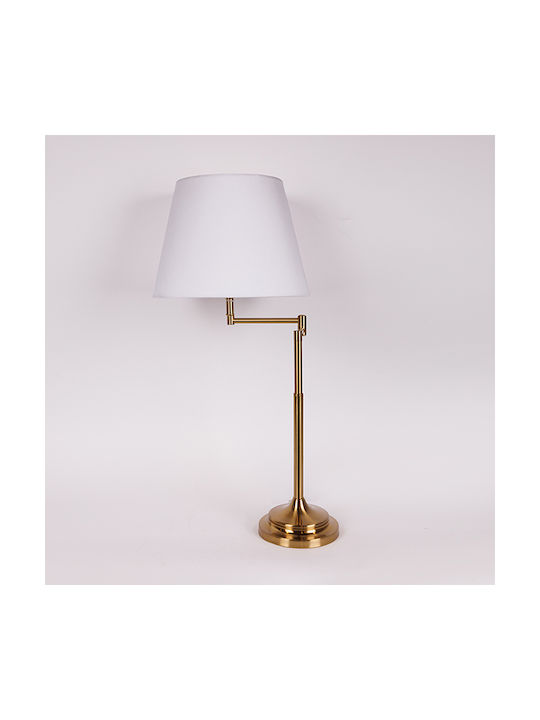 Metal Table Lamp with White Shade and Gold Base