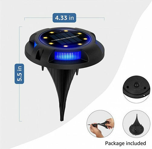 Impermeabil Set 4 Lămpi Solare de Grădină RGB cu Fotocelulă